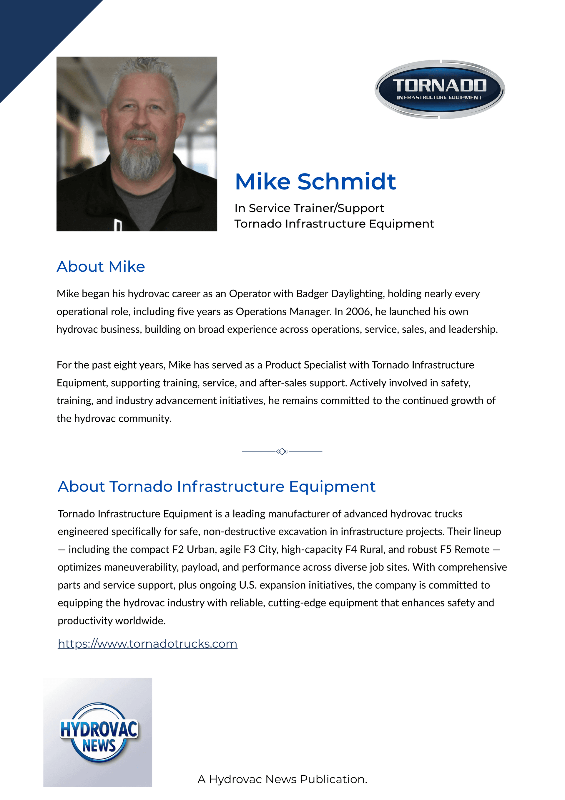 Mike Schmidt - Tornado Infrastructure Equipment