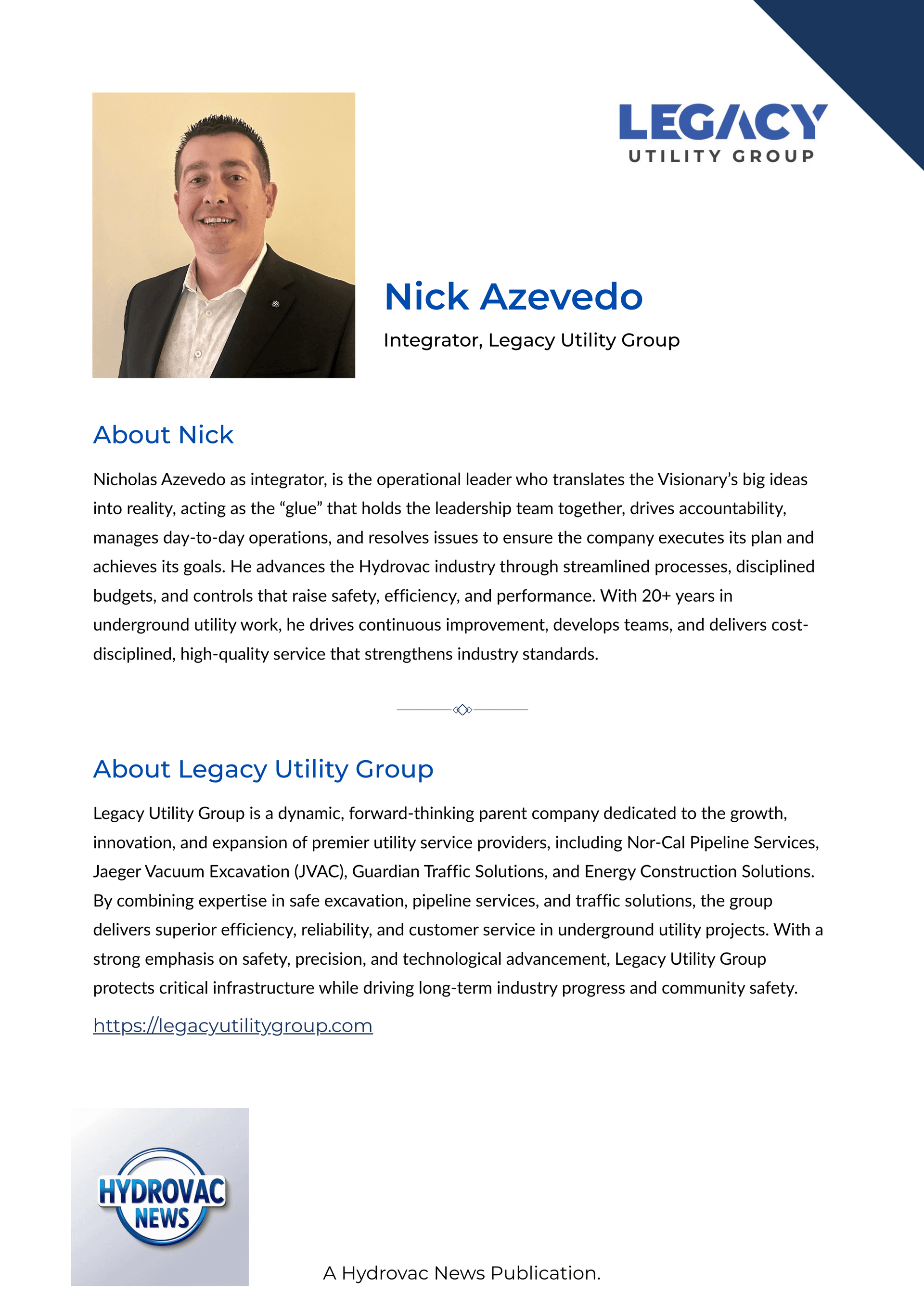 Nick Azevedo - Legacy Utility Group